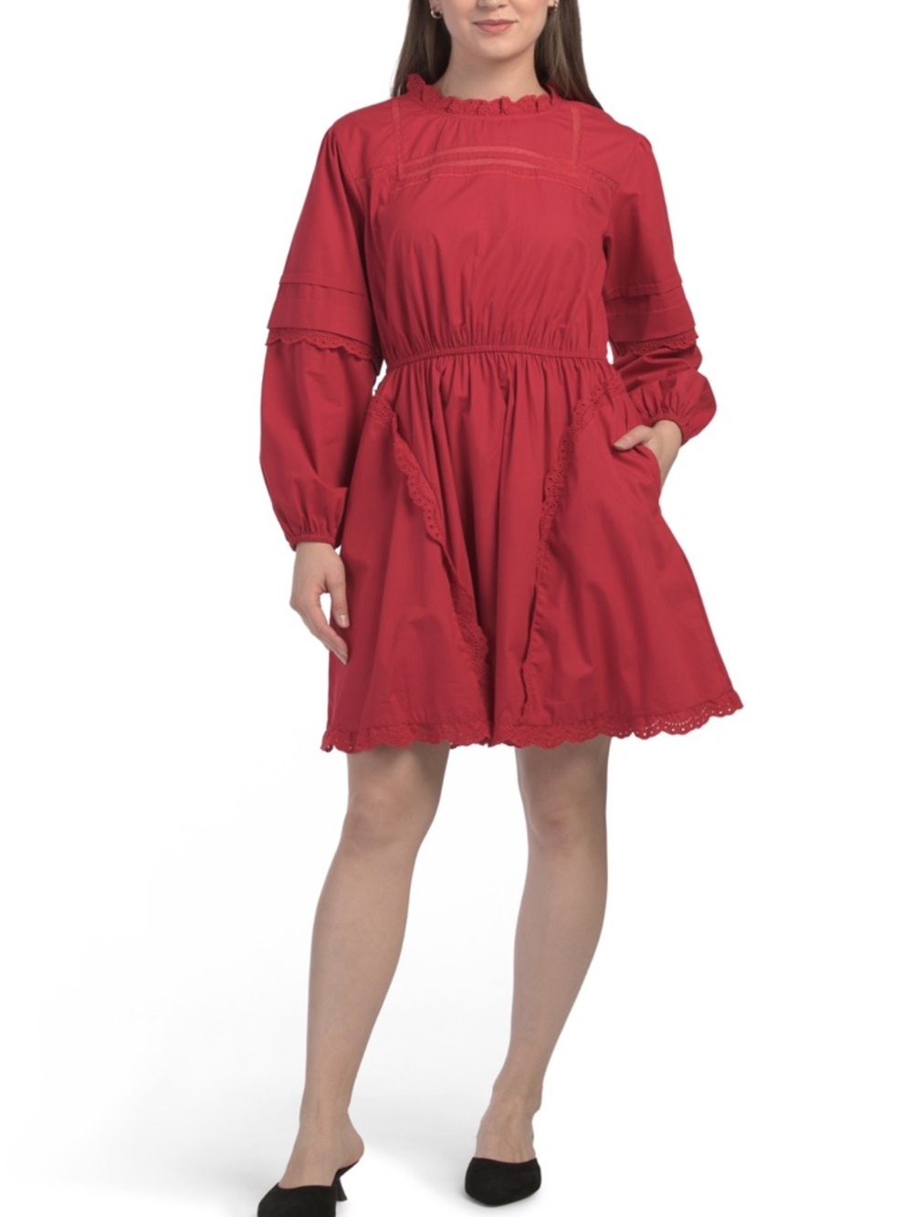 New! LEA Long Sleeve Embroidered Mini Dress size M
